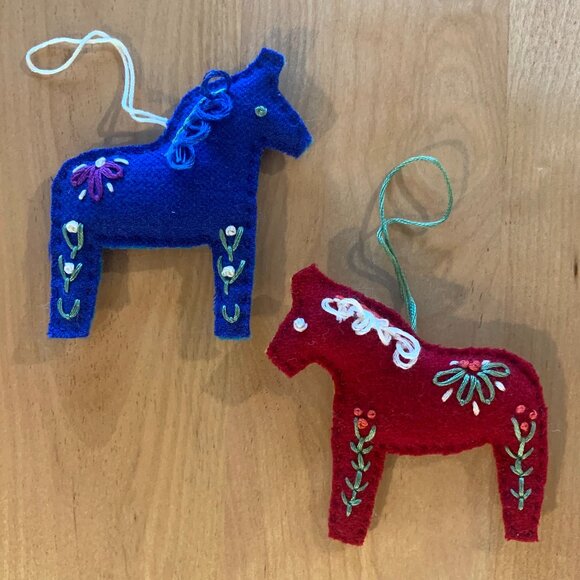 DALA HORSE Hand Embroidered Ornaments. NEW (Lot 8) - Picture 2 of 4